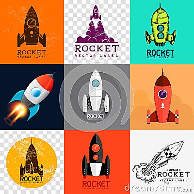 Vector Rocket Collection Vector Illustration