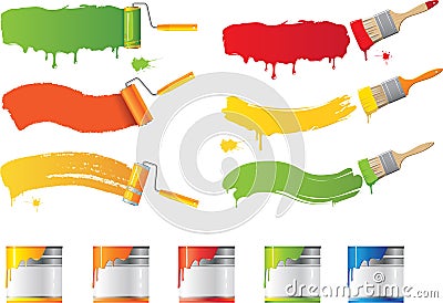 Vector roller and paint brushes Vector Illustration