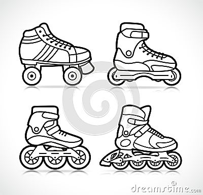 Vector roller skate icon set Vector Illustration