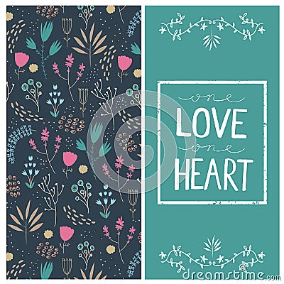 Vector romantic card with love quote in square Vector Illustration