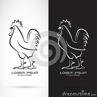 Vector of rooster or design on white background and black background., Animal farm. Vector Illustration