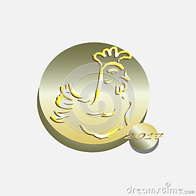 Vector rooster on New Year's Day 2017 Cartoon Illustration