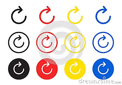 Vector Rotate Arrow Icon Set. Rotate Symbols Vector Illustration