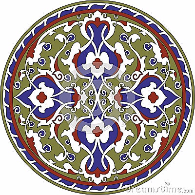 Vector round colored Arabic national ornament. Vector Illustration