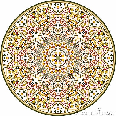 Vector round colored Arabic national ornament. Vector Illustration