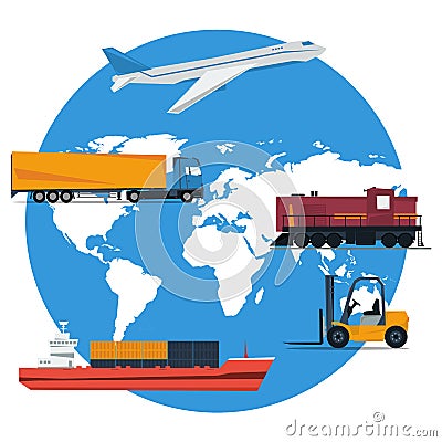 Vector round concept logistics transportation Stock Photo