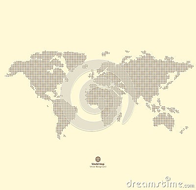 Vector Round Dotted World Map Vector Illustration