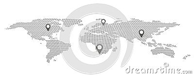 Vector Round Dotted World Map Vector Illustration