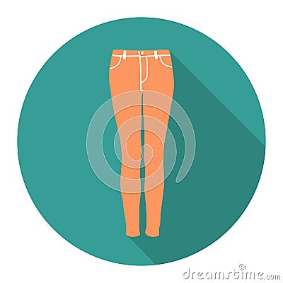 Vector round flat icon with woman jeans Stock Photo