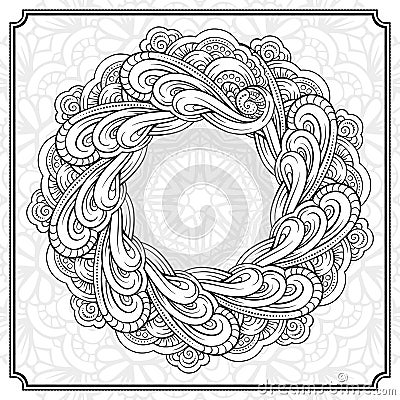 Vector round floral frame Vector Illustration