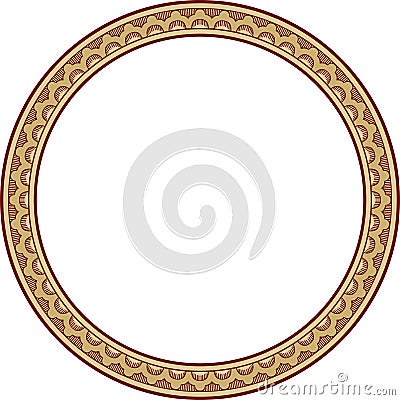 Vector round gold with red Indian national ornament. Stock Photo