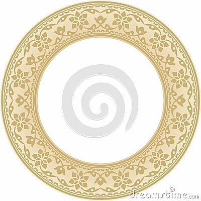 Vector round golden Indian national ornament. Vector Illustration