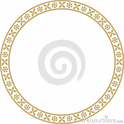Vector round golden Indian national ornament. Ethnic plant circle, border. Vector Illustration
