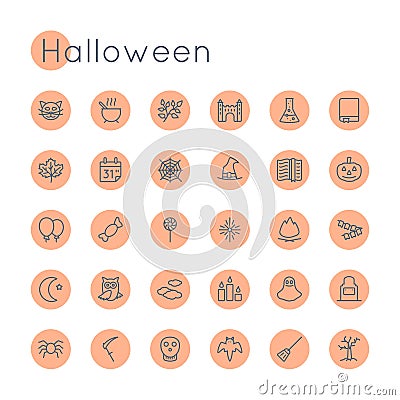 Vector Round Halloween Icons Vector Illustration
