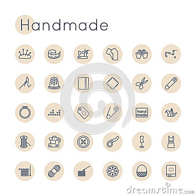 Vector Round Handmade Icons Vector Illustration