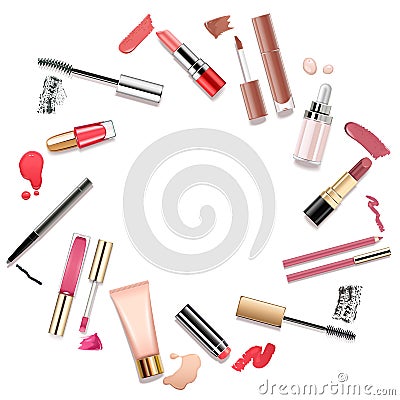Vector Round Makeup Concept with Sample Vector Illustration