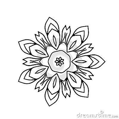 Vector round ornamental contour mandala for coloring book Vector Illustration