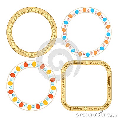 Vector round and quadrate frames with decorative eggs for easter holiday Vector Illustration