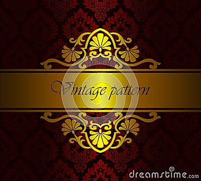 Vector royal damask floral pattern as a background. Vintage luxury rich baroque gold template Vector Illustration