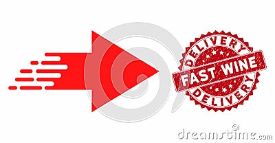 Rush Move Right Icon with Grunge Delivery Fast Wine Seal Stock Photo