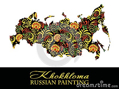 Vector Russia Ethnic map .Khokhloma painting , object in national style Vector Illustration