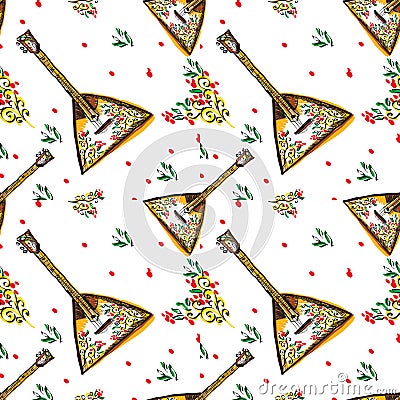 Vector russian balalaika seamless with colourful Vector Illustration