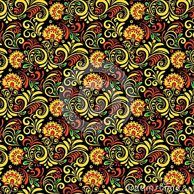 Vector Russian Ethnic ornament .Khokhloma seamless pattern in national style Vector Illustration