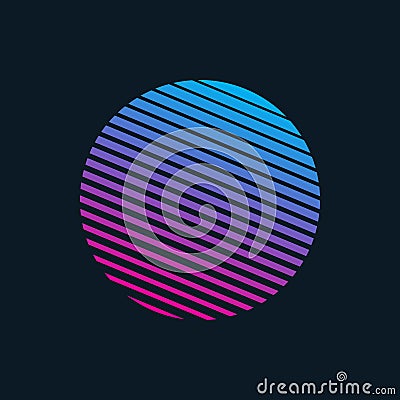 Vector 80s Retro Style Striped Shape Vector Illustration