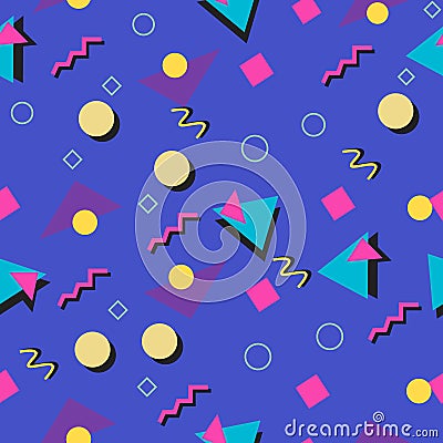 Vector 90s Style Seamless Pattern Background Vector Illustration