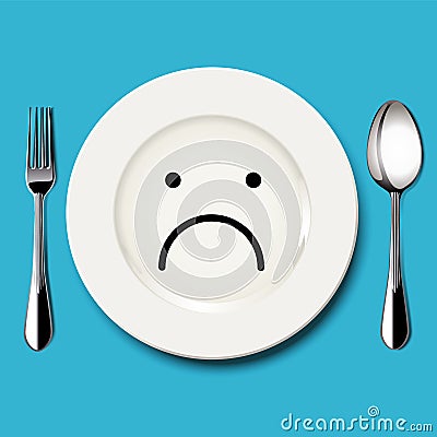 Vector of sad face draw on white plate Vector Illustration