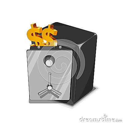 Vector Safe Box and Dollar Sign Icon. Vector Illustration