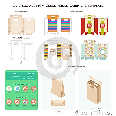 Vector safe lock bottom carry bag templates set Vector Illustration