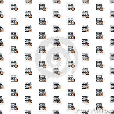 Vector safe server, data center, web hosting pattern with various icons. Vector Illustration