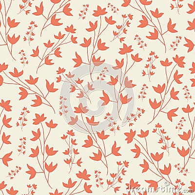 Vector saffron monochorme flower brunch seamless pattern background Vector Illustration