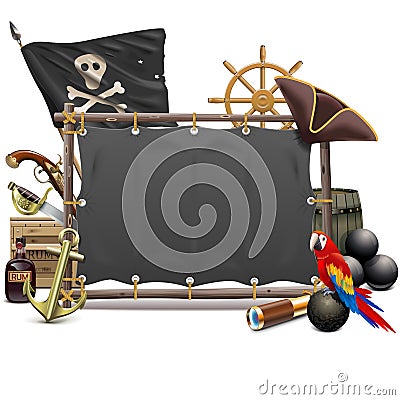 Vector Sail Pirate Frame Vector Illustration