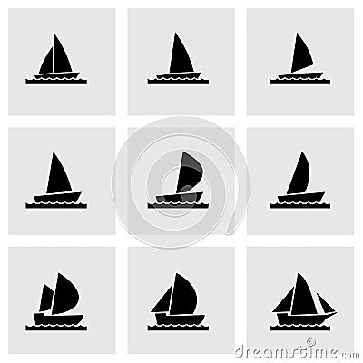 Vector sailboat icon set Vector Illustration