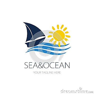 Vector sailboat logo Stock Photo