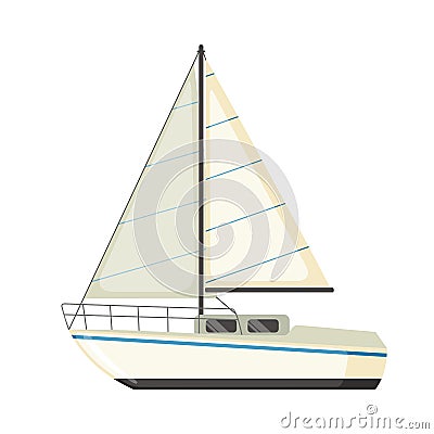 Vector Sailing yacht icon in flat style isolated on white Vector Illustration