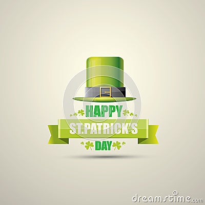 Vector saint patricks day label with green hat Vector Illustration