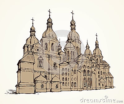 Vector Saint Sophia Cathedral in Kiev, Ukraine Vector Illustration