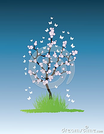 Vector sakura tree Vector Illustration