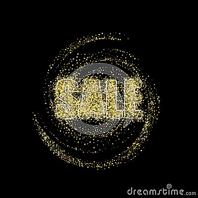Vector sale template for banners, sites, advertisement, fliers, brochures, magazines on gold glitter, sparkles, bright Vector Illustration