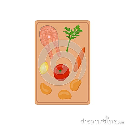 Vector salmon soup ingridients Vector Illustration