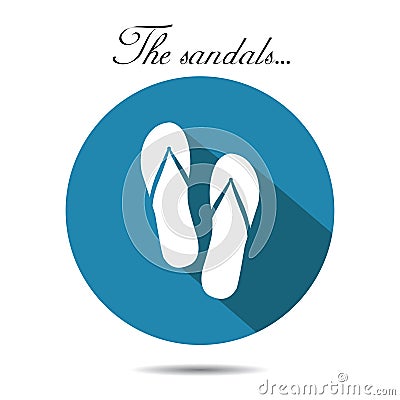 Vector sandals icon. On the white background. Vector Illustration