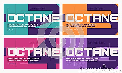 Vector sans serif urban geometric letter set, alphabet with different weights Vector Illustration