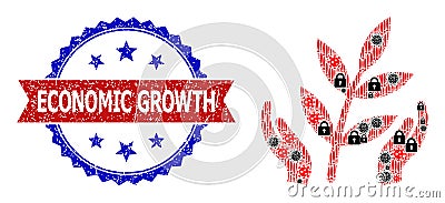 Grunge Bicolor Economic Growth Watermark and Viral Mosaic Agriculture Care Hands Icon Vector Illustration