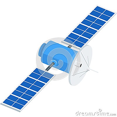 Vector satellite icon space communication flat station Vector Illustration