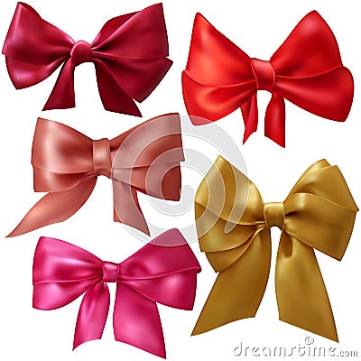 Vector Satin Silk Bows Vector Illustration