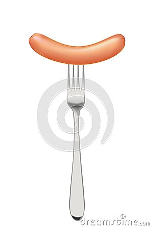 Vector sausage on a fork Vector Illustration