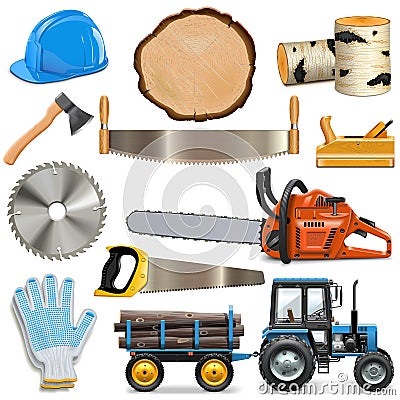 Vector Sawmill Icons Vector Illustration